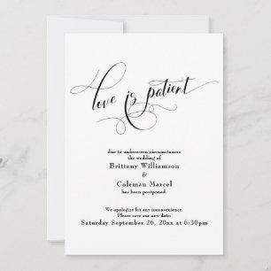 Elegante Weiße-Liebe-ist-geduldig Hochzeitstermin- Einladung