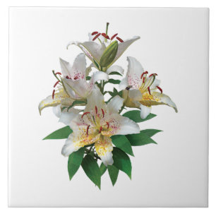 Elegante weiße Lilien Fliese