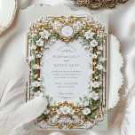 Elegante weiße Lilien mit Imitats Gold Einladung<br><div class="desc">Mit dieser eleganten Hochzeitseinladung mit luxuriösen Imitaten und Blumenmotiven machen Sie Ihren besonderen Tag unvergesslich. Das Design präsentiert zarte weiße Lily-Blüten, umgeben von üppigem Grün, gerahmt mit aufwändig vergoldeten Barocken und kunstvoll von Deko inspirierten Verzierungen. Set vor einem weichen, grünen Hintergrund, diese Karte strahlt zeitlose Eleganz und Charme aus. Bitte...</div>