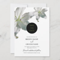 Elegante weiße Lilien Wedding speichern das Datum