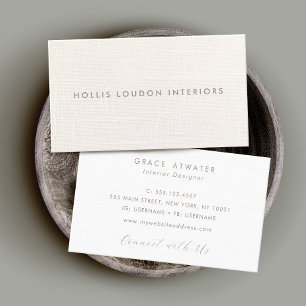 Elegante weiße Linen Beruflich aussehen Visitenkarte