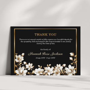 Elegante weiße Magnolie Gold Schwarz Sympathie Bee Dankeskarte