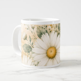 Elegante Weiße Margerite Botanische Aquarellmalere Jumbo-Tasse