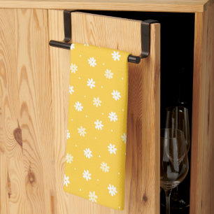 Elegante Weiße Margerite Sonniges Gelbes Ostern Geschirrtuch