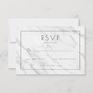 Elegante weiße Marmor-RSVP RSVP Karte