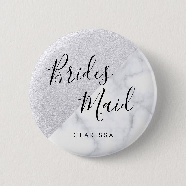 Elegante weiße Marmor- u. Button (Vorderseite)