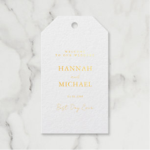 Elegante, weiße, minimale Hochzeit Geschenkanhänger