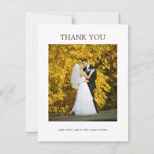 Elegante weiße minimalistische Hochzeitsfotografie Dankeskarte