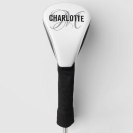 Elegante, weiße Monogram Name Golf Head Cover Golf Headcover