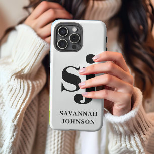 Elegante weiße Monogramm-Initialen iPhone 13 Pro Max Hülle
