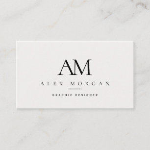 Elegante weiße Monogramm-Minimalist Professional B Visitenkarte