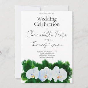 Elegante weiße Orchideen Aquarellmalerei Einladung