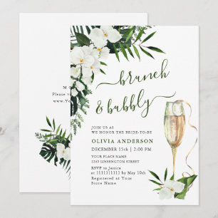 Elegante weiße Orchideen bohemian BRUNCH & SEKT Einladung