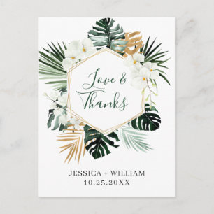 Elegante weiße Orchideen bohemian Hochzeit Danke Postkarte