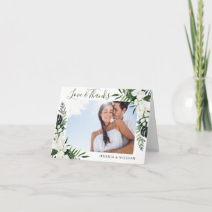 Elegante weiße Orchideen bohemian Hochzeit FOTO Dankeskarte