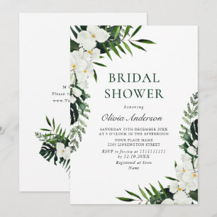 Elegante weiße Orchideen Boho-HOCHZEITSPAUSE Einladung