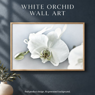 Elegante weiße Orchideen-Botanik-Kunst Fotodruck