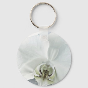 Elegante weiße Orchideen-Botanik-Kunst Schlüsselanhänger