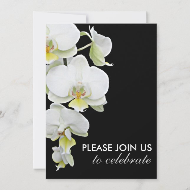 Elegante weiße Orchideen Einladungen für Hochzeite (Vorderseite)