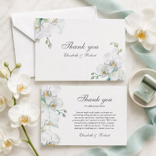 Elegante weiße Orchideen-Hochzeit-Dankeskarten Dankeskarte
