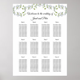 Elegante weiße Orchideen Sitzkarten Poster