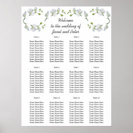 Elegante weiße Orchideen Sitzkarten Poster