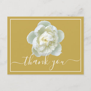 Elegante Weiße Pfingstrose Botanisch Farbige Danke Postkarte