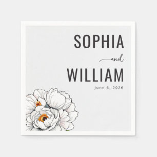 Elegante Weiße Pfingstrose-Illustration Serviette