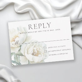 Elegante weiße Pfingstrosen-Hochzeits-RSVP RSVP Karte