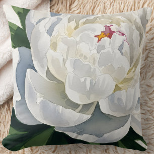 Elegante weiße Pfingstrosenblüte Kissen