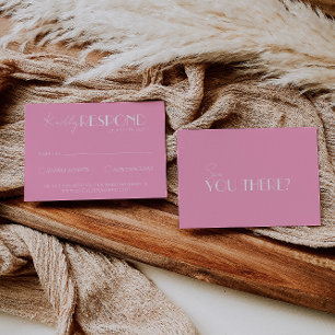 Elegante Weiße Pink Minimalistische Helle Hochzeit RSVP Karte