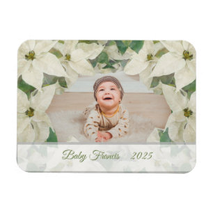Elegante weiße Poinsettia Baby Flat Foto Card Magnet