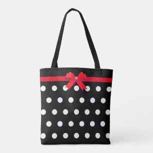 Elegante weiße Polka Punkte mit rotem Band Tasche