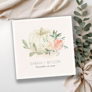 Elegante weiße Pumpkin Blush Floral Wedding Na Serviette