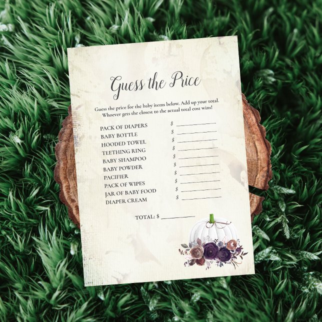 Elegante weiße Pumpkin schätzen den Preis Einladung (Von Creator hochgeladen)