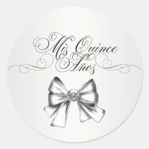 Elegante weiße Quinceanera-Aufkleber Runder Aufkleber