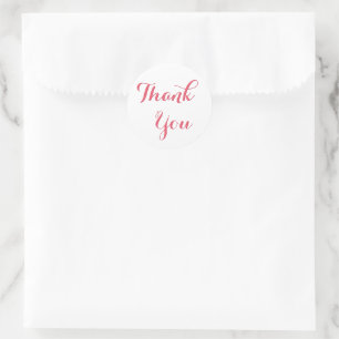 Elegante Weiße Rosa Party Hochzeit Gefallen Danke Runder Aufkleber
