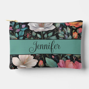 Elegante weiße rosa Rose personalisiert Zubehörtasche