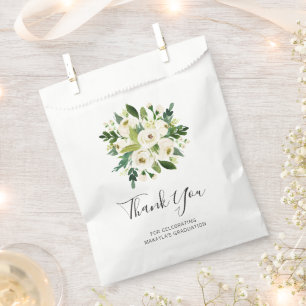 Elegante Weiße Rose Abschluss Vielen Dank Geschenktütchen