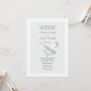 Elegante weiße Rose Ein-Ort-Hochzeitseinladung Einladung