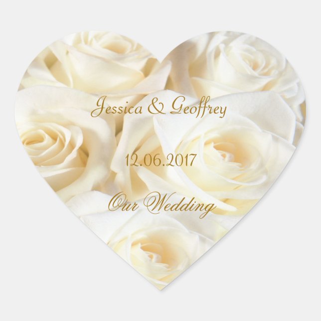 Elegante weiße Rosen, die Aufkleber Wedding sind (Vorderseite)