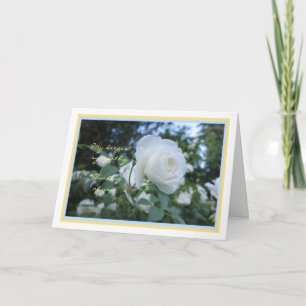 Elegante weiße Rosen-Foto-Trauerkarte Karte
