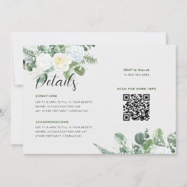 Elegante Weiße Rosen & Grüne Hochzeiten Details Einladung