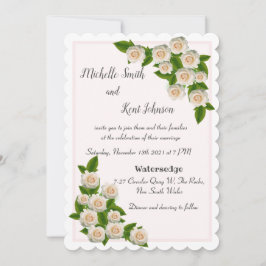 Elegante weiße Rosen Rosa Rosa Blush Einladung zur