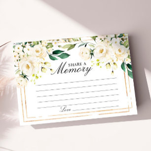 Elegante weiße Rosen Trauer Erinnerungskarte RSVP Karte
