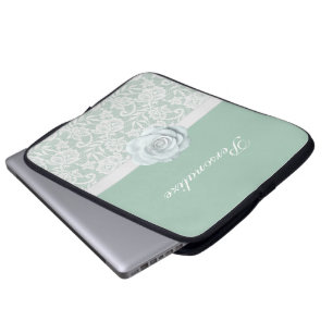 Elegante weiße Rosen u. Spitze-tadelloses Grün Laptopschutzhülle