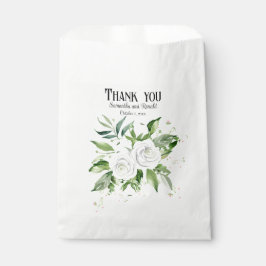 Elegante Weiße Rosen und Gipskraut Hochzeit Geschenktütchen