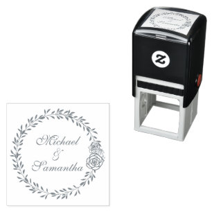 Elegante weiße Rosen- und Lilienhochzeit Permastempel