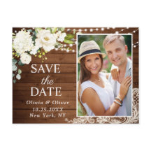 Elegante Weiße Rosen und Spitzen Rustikal Save the