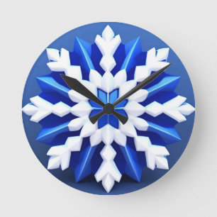 Elegante weiße Schneeflocke Winterdekoration Runde Wanduhr